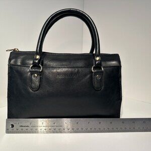 Vintage Medallian Black Leather Duffle Bag